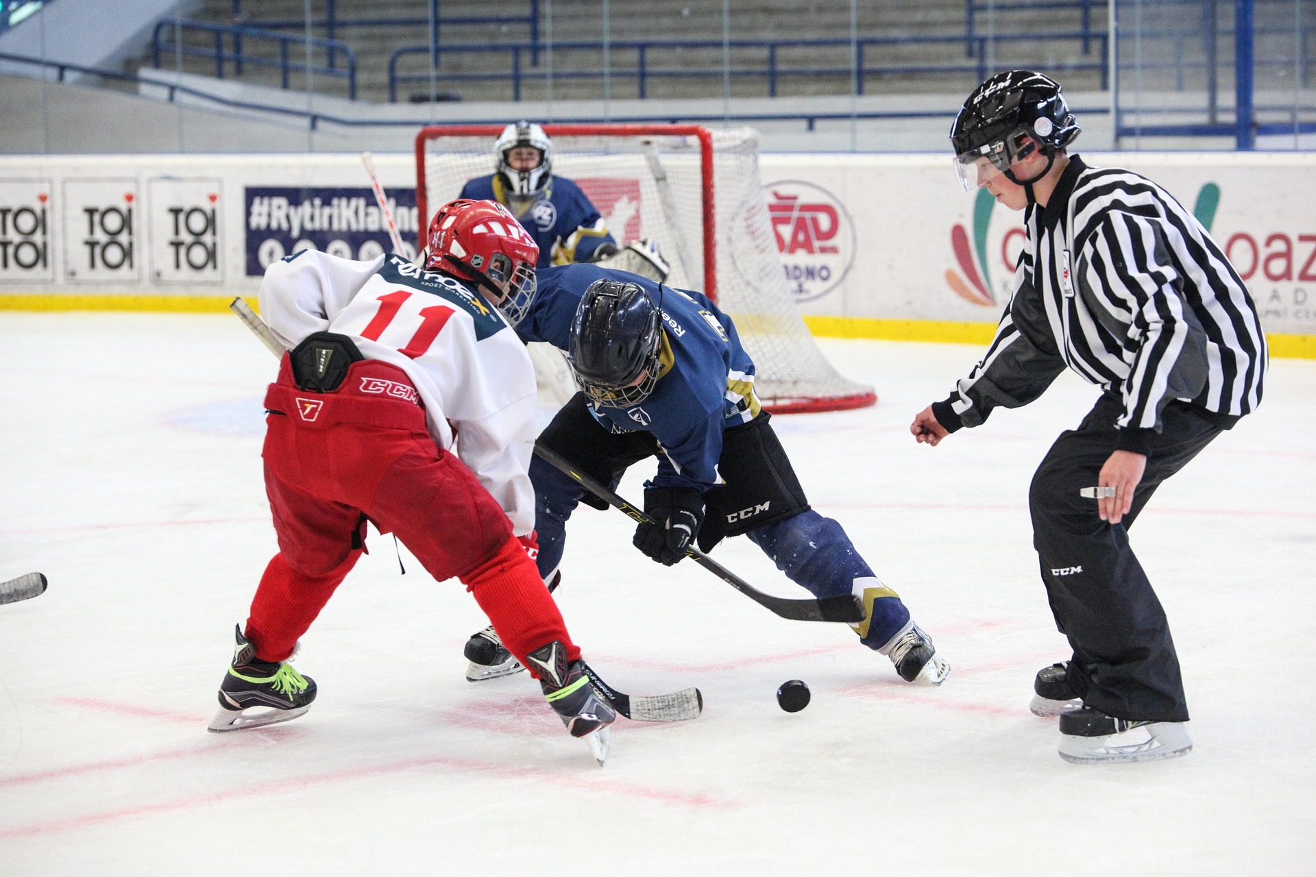 Hockey game in progress
